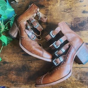 Freebird Strappy + Studded Booties Felicity Sz 10
